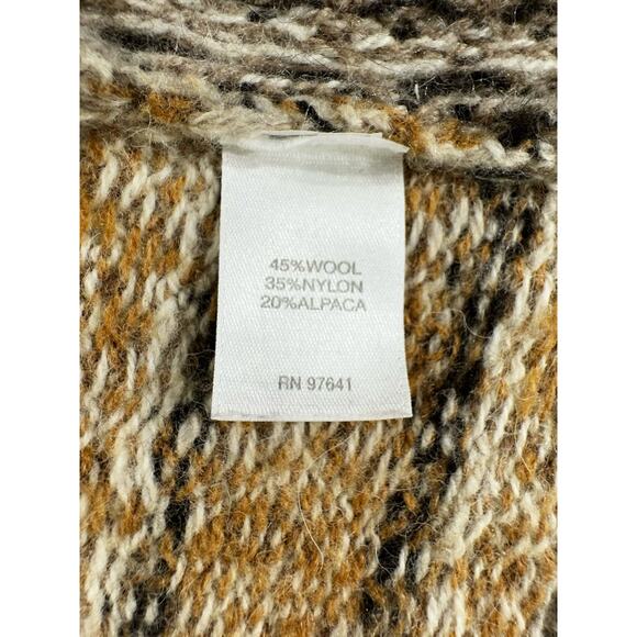 J Jill Cardigan Sweater Size Small Wool Alpaca Brown Neutrals Stripe Open Front - Picture 4 of 6